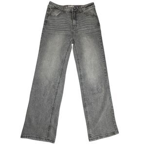 OAT New York Jeans Women's 10 Gray Straight Wide Leg High Rise Stretch